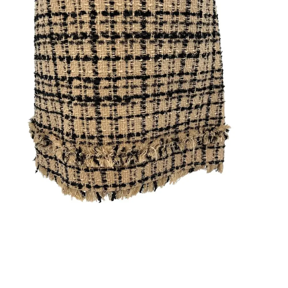 Kate Spade Two-Tone Tweed Dress Shift‎ Mini Check Plaid Tan Black Size US 2 - Picture 7 of 14